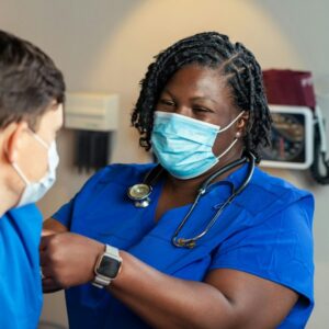 Nurse caring for a patient
