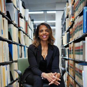 Lawyer in a law library